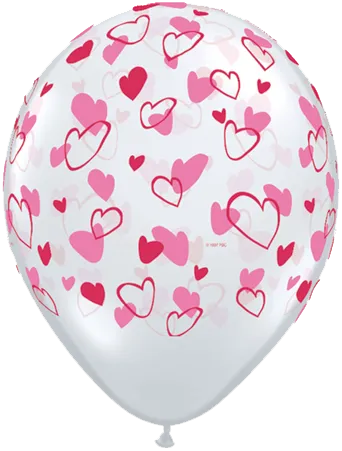 11" Redondo, Diamante Transparente con Corazones Rosados y Rojos