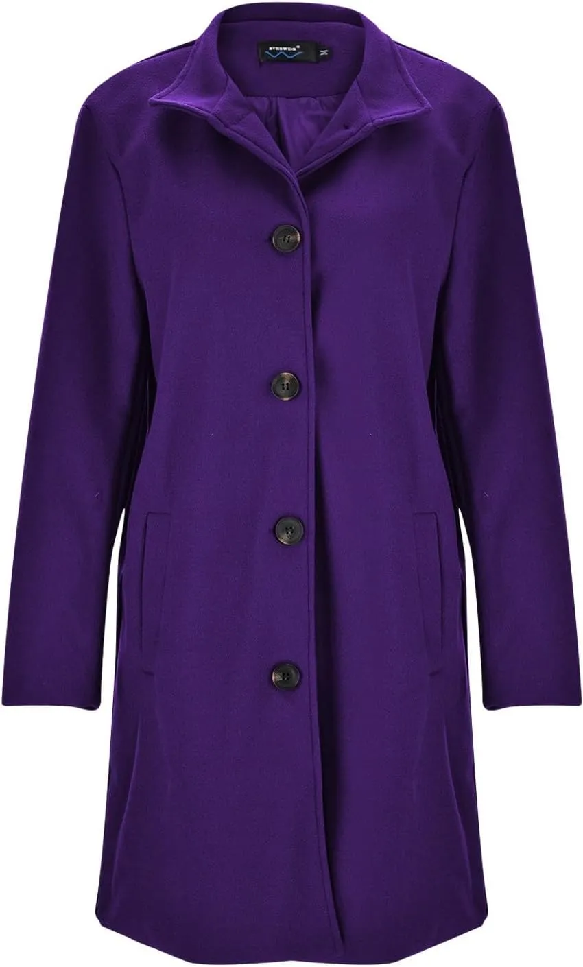 2023 Women's Warm Winter Jackets Double Breasted Woolen Pea Coats Plus Size Thicken Mid Length Trench Coat Trendy Overcoat