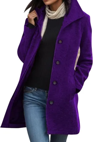 2023 Women's Warm Winter Jackets Double Breasted Woolen Pea Coats Plus Size Thicken Mid Length Trench Coat Trendy Overcoat