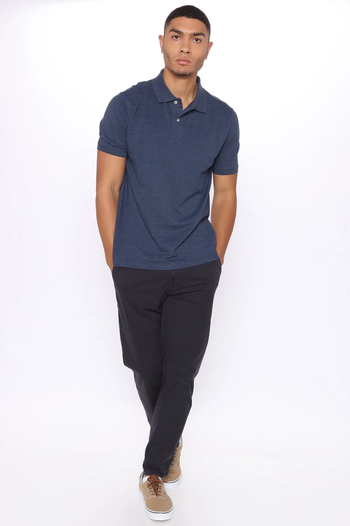 All You Need Short Sleeve Polo - Heather Navy