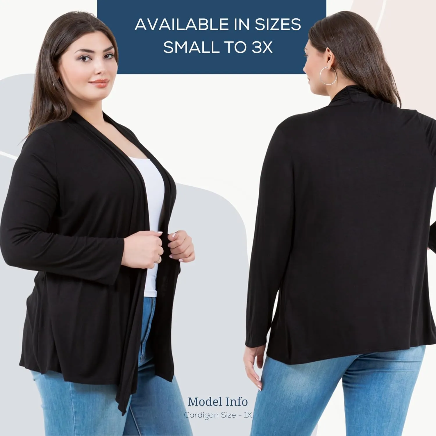 Azules Long Sleeve Open Front Cardigan for Women - Lightweight Cardigan Sweaters
