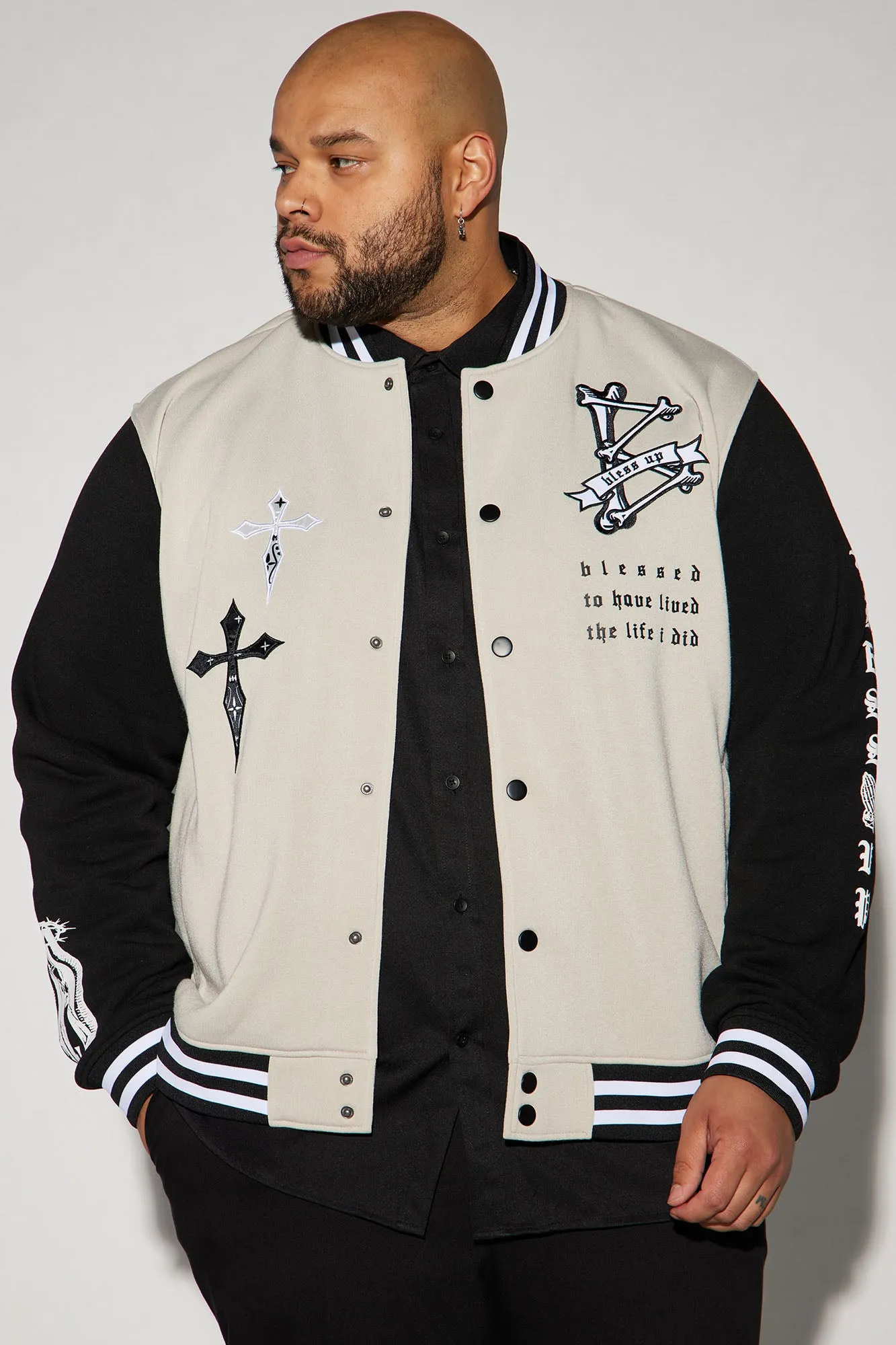 Bless Up Varsity Jacket - Sand