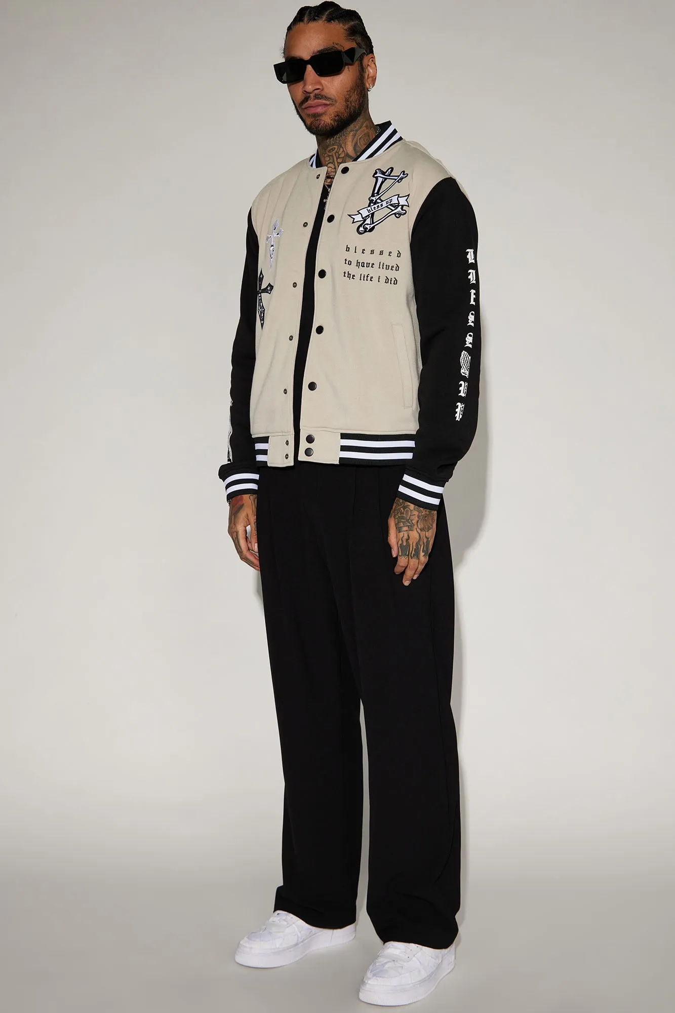 Bless Up Varsity Jacket - Sand