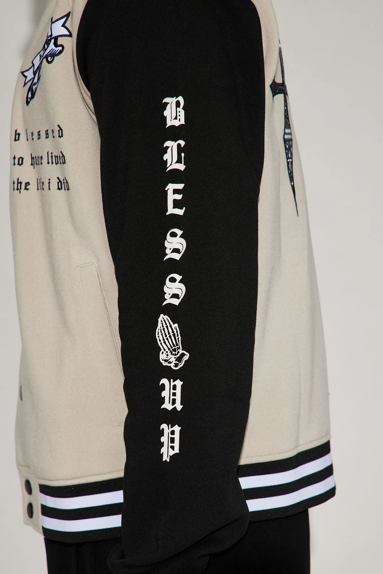Bless Up Varsity Jacket - Sand