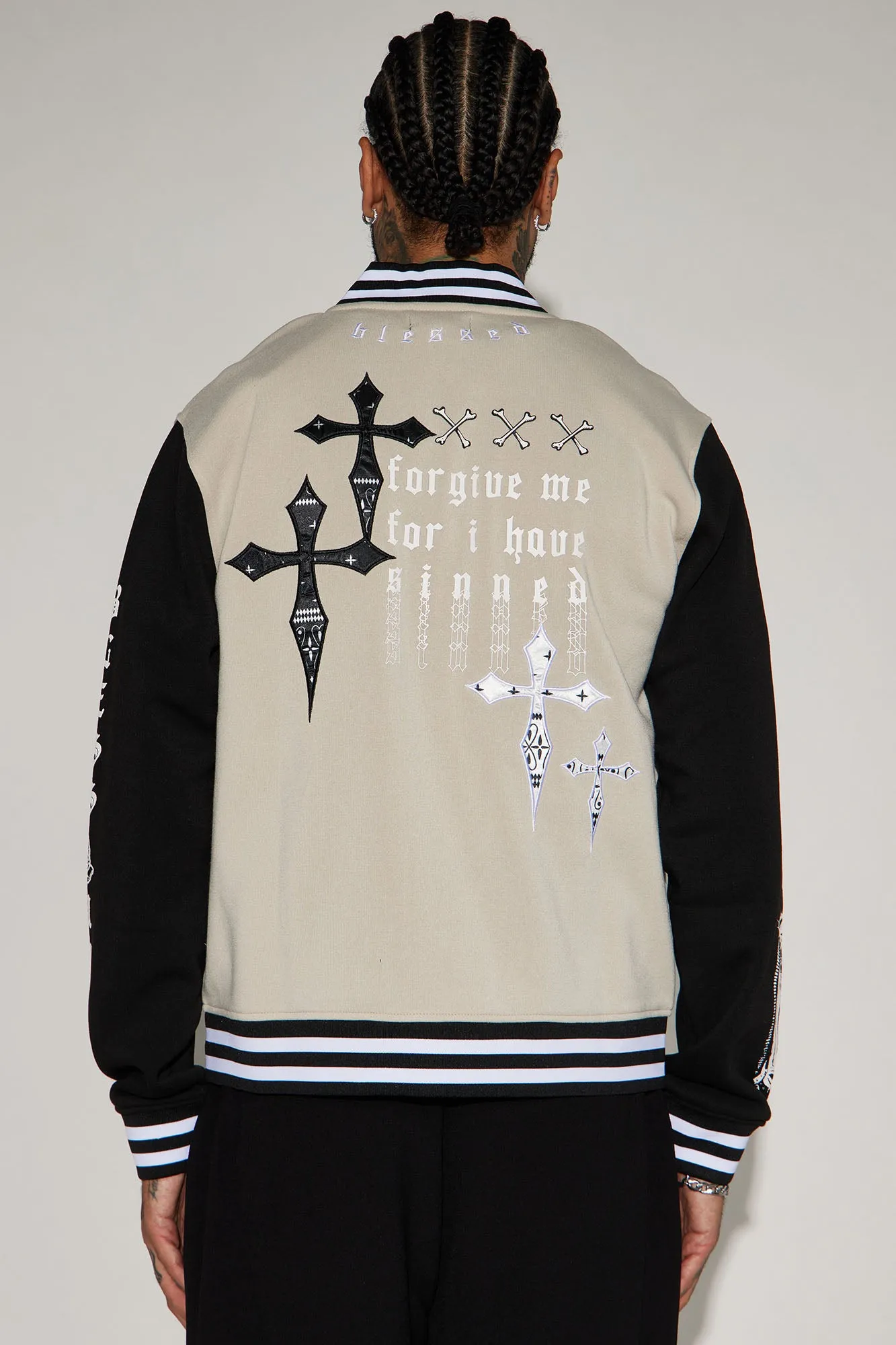 Bless Up Varsity Jacket - Sand