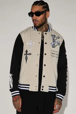 Bless Up Varsity Jacket - Sand