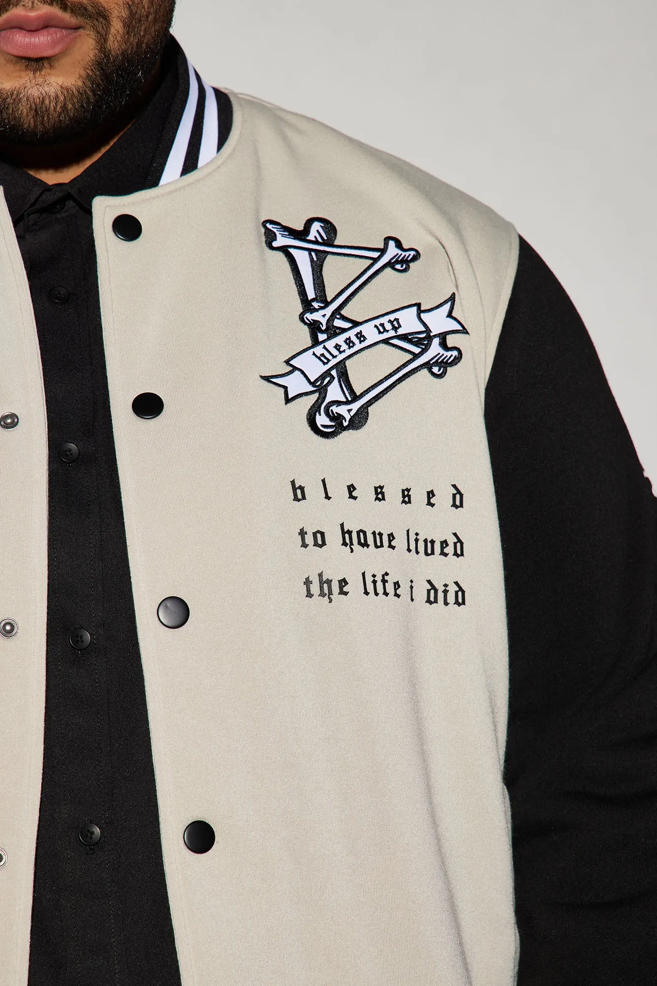 Bless Up Varsity Jacket - Sand