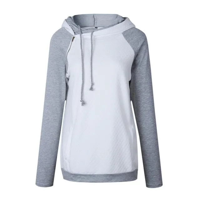 Buzo con Capucha mangas grises Mujer 2018 Otoño Invierno Algodon Sudadera