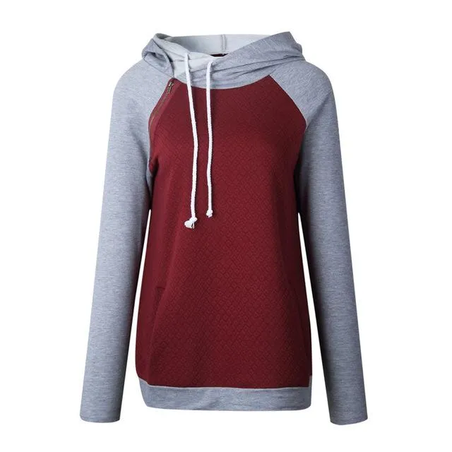 Buzo con Capucha mangas grises Mujer 2018 Otoño Invierno Algodon Sudadera