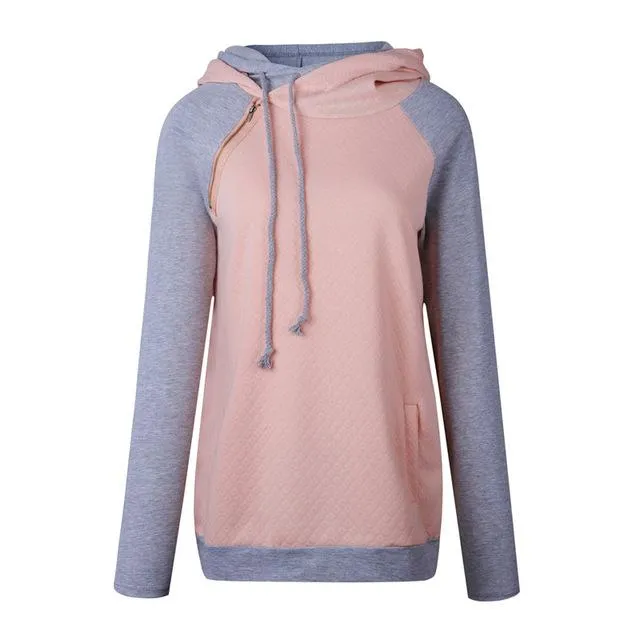 Buzo con Capucha mangas grises Mujer 2018 Otoño Invierno Algodon Sudadera