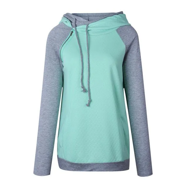 Buzo con Capucha mangas grises Mujer 2018 Otoño Invierno Algodon Sudadera