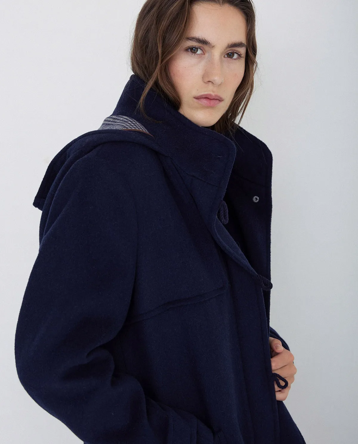 Cappotto cappuccio blu navy