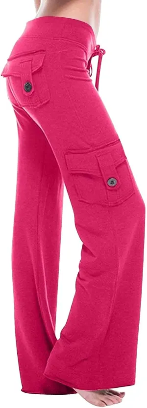 Cargo Pants for Women High Waisted Casual Pants Wide Leg Cargo Pants with Pockets Baggy Bootcut Trousers