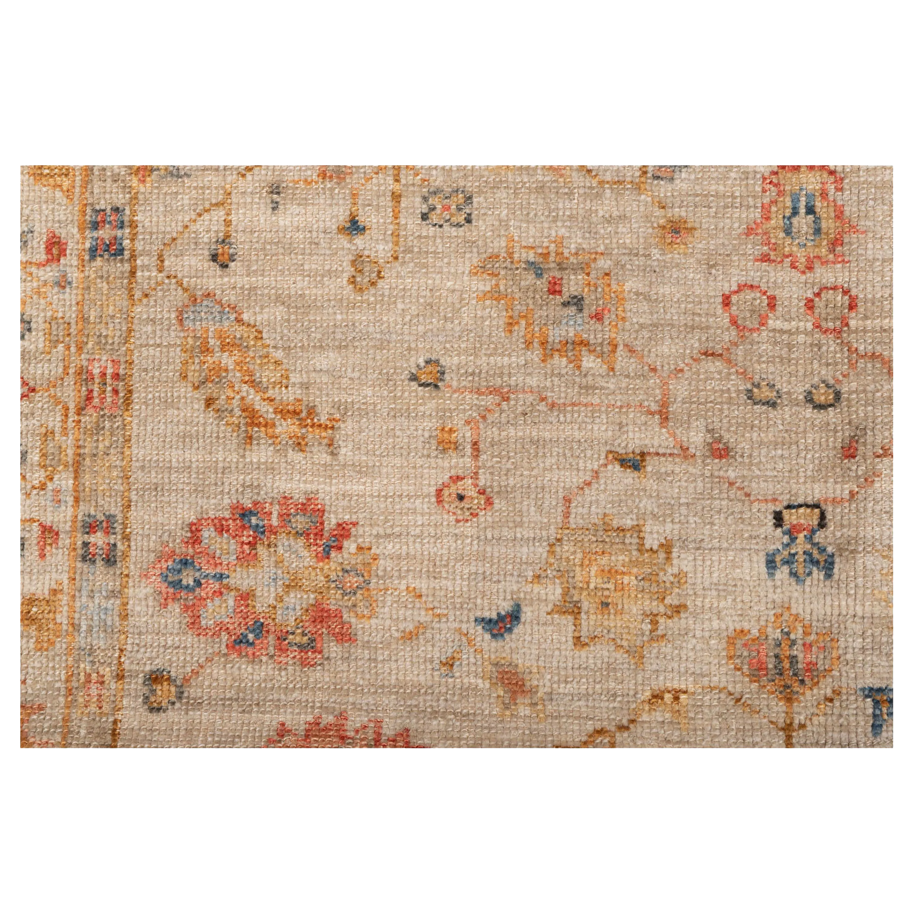 Cream Oushak Angora Wool Rug - 5'2" x 6'8"