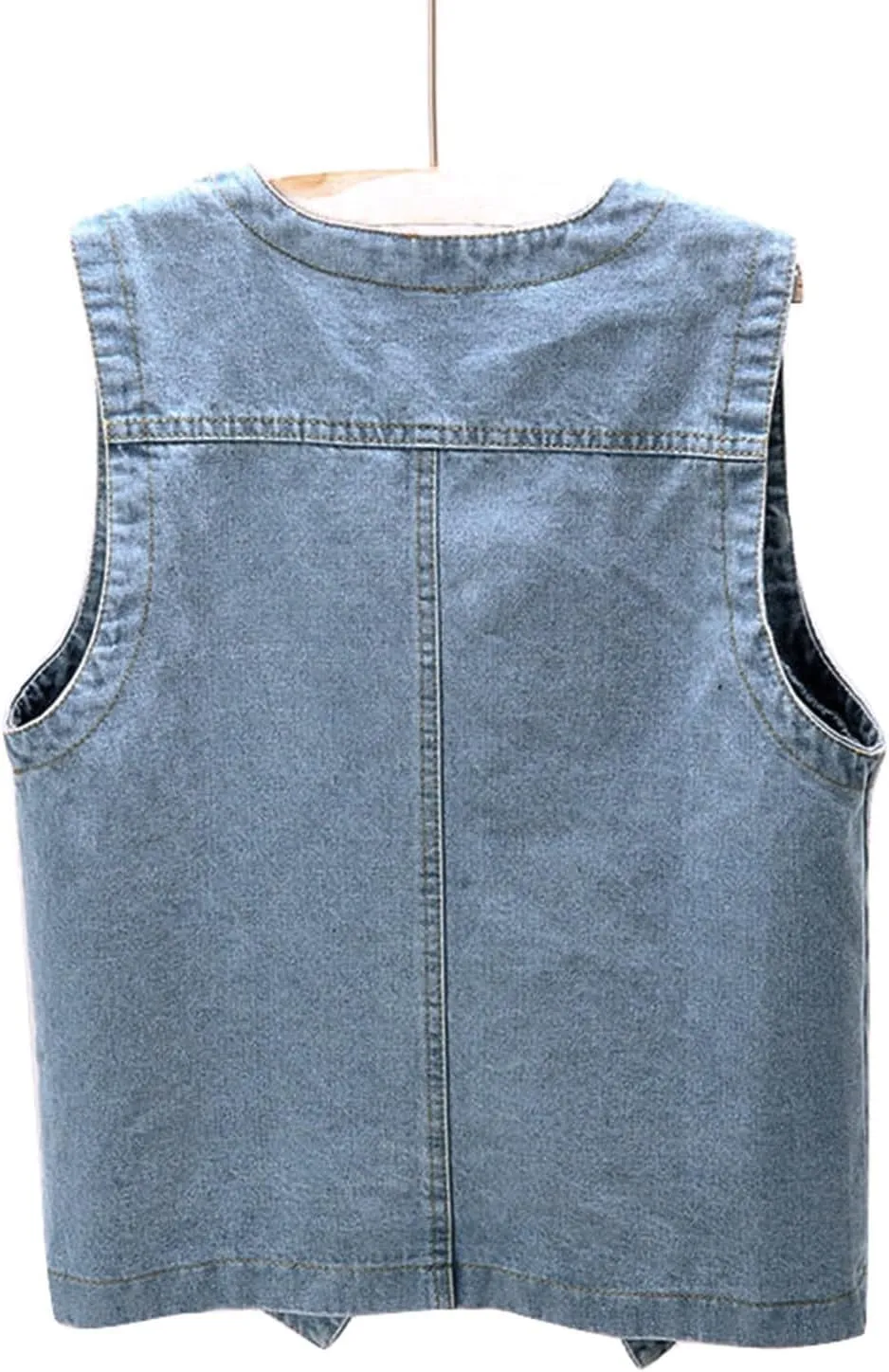 Denim Jacket for Women Plus Size Fashion 2024 Sleeveless Jean Vest Trendy Casual V Neck Button Down Jean Jacket Coat