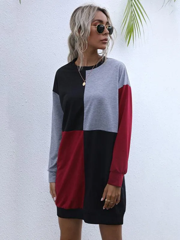 Effortless Style: Trendy Color Block Knit Sweater Dress