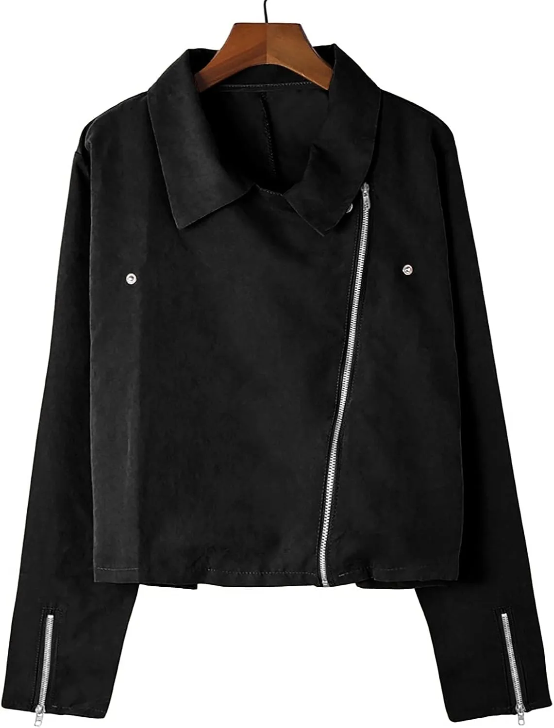 Faux Leather Jacket Women, Women's Motorcycle Jackets Fitted Slim Short Coat Moto Biker Zip Up Outwear Tops