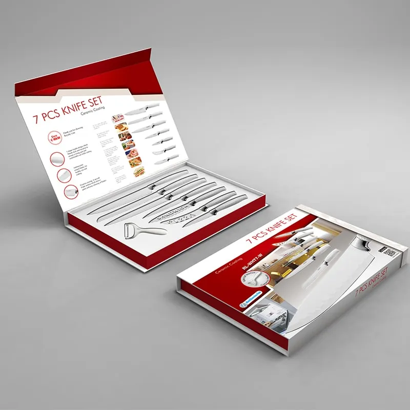 Juego de 7 cuchillos antiadherentes para revestimiento con pelador | BronKitchen©