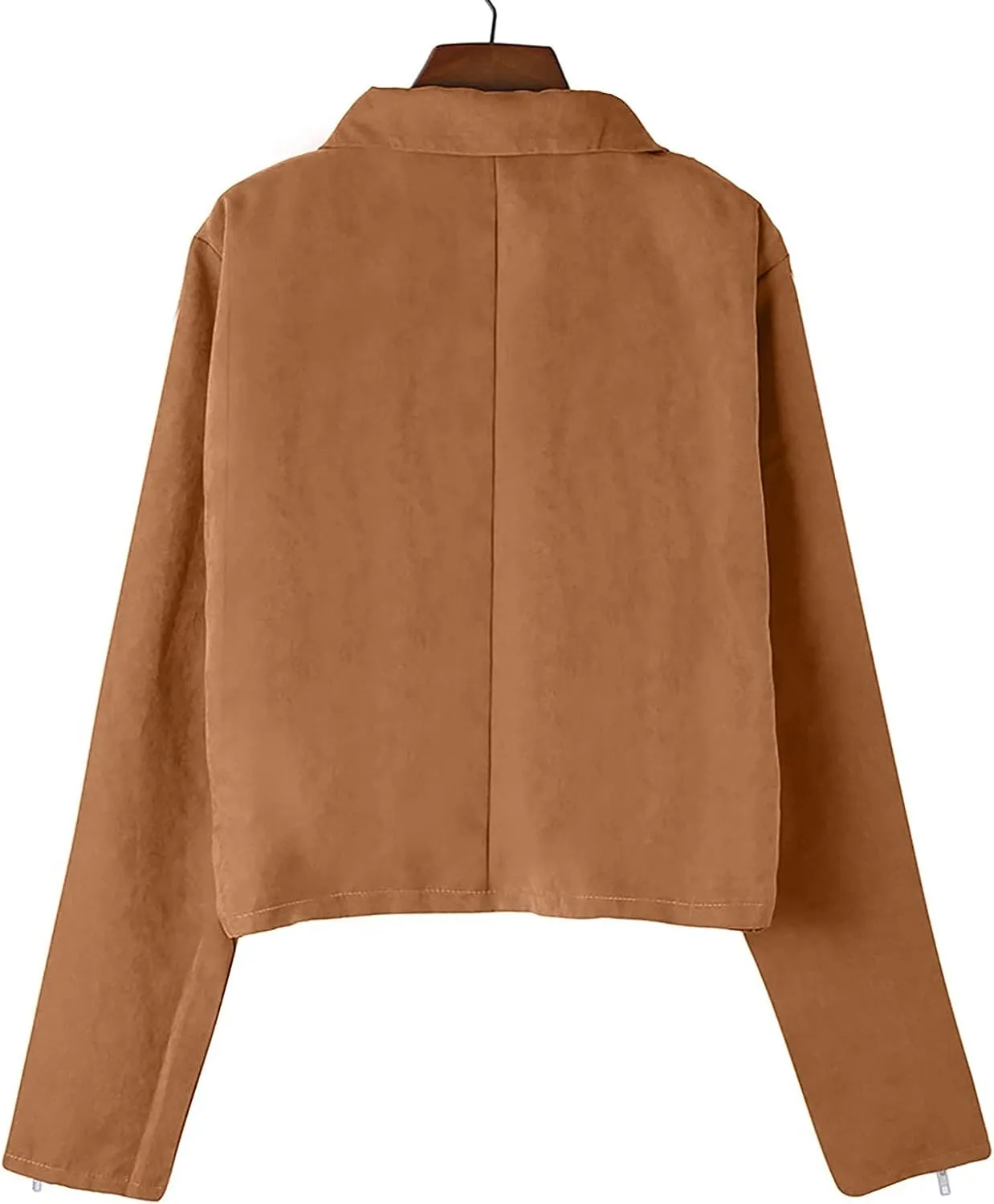 Leather Jacket Women Faux Suede Leather Jacket Zip Up Motorcycle Jacket Open Front Coat Cropped Jacket Vintage Coat
