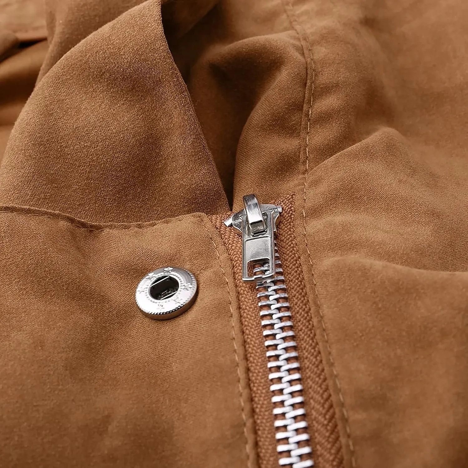 Leather Jacket Women Faux Suede Leather Jacket Zip Up Motorcycle Jacket Open Front Coat Cropped Jacket Vintage Coat