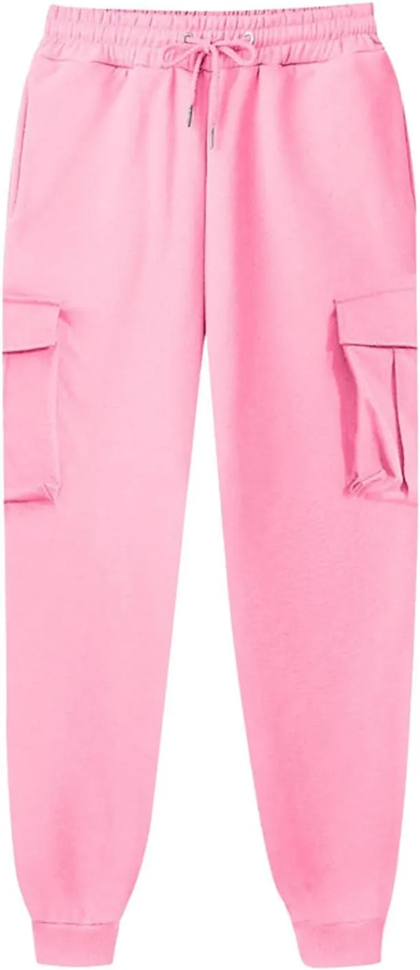 maisdgop Womens Cargo Pants Casual High Waisted Drawstring Pants Baggy Wide Leg Sweatpant Oversized Trousers with Pockets
