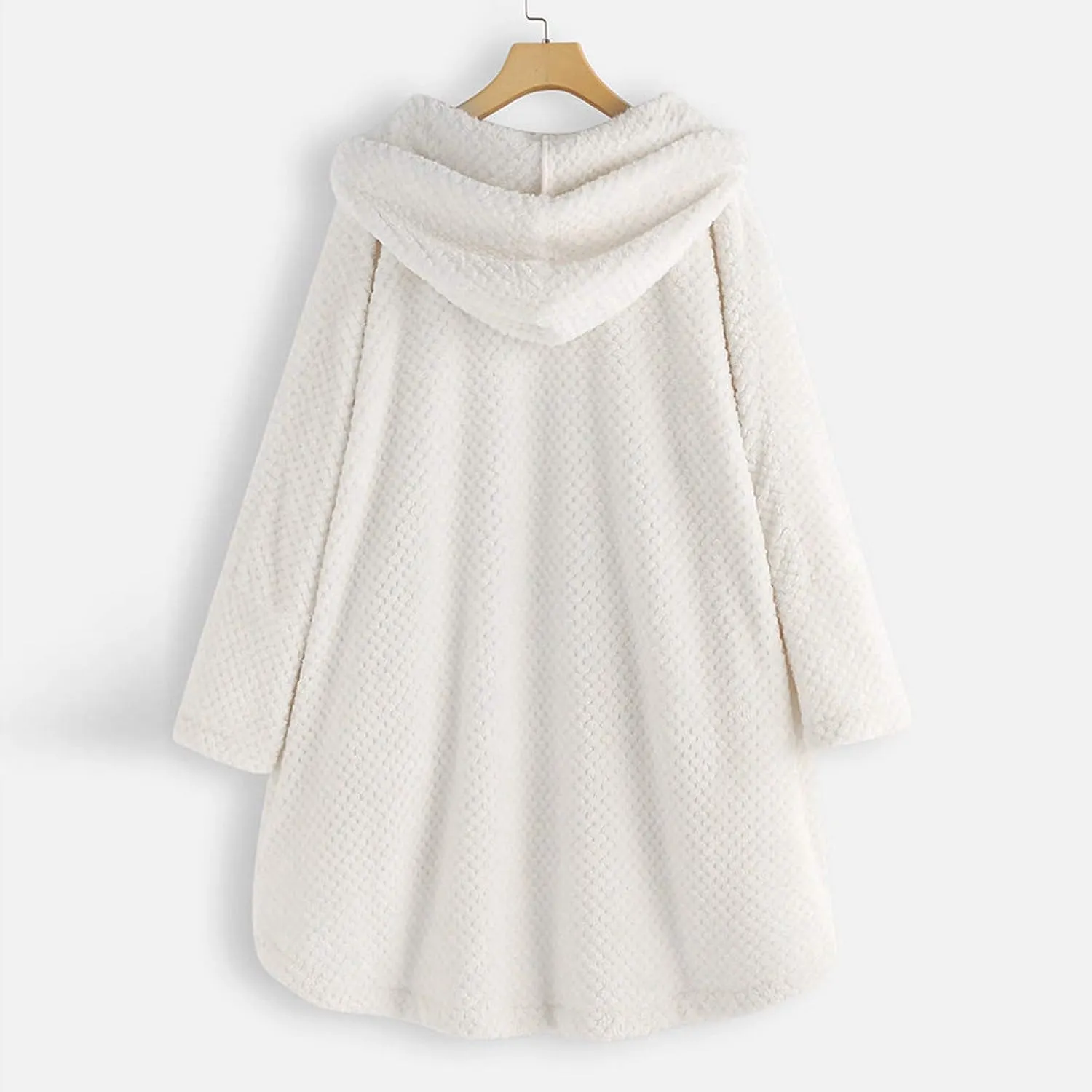 PeQAQ Women's 2023 Winter Sweater Coat Plus Size Warm Soft Fleece Jackets Button Patchwork Hooded Fuzzy Windbreaker Overcoat