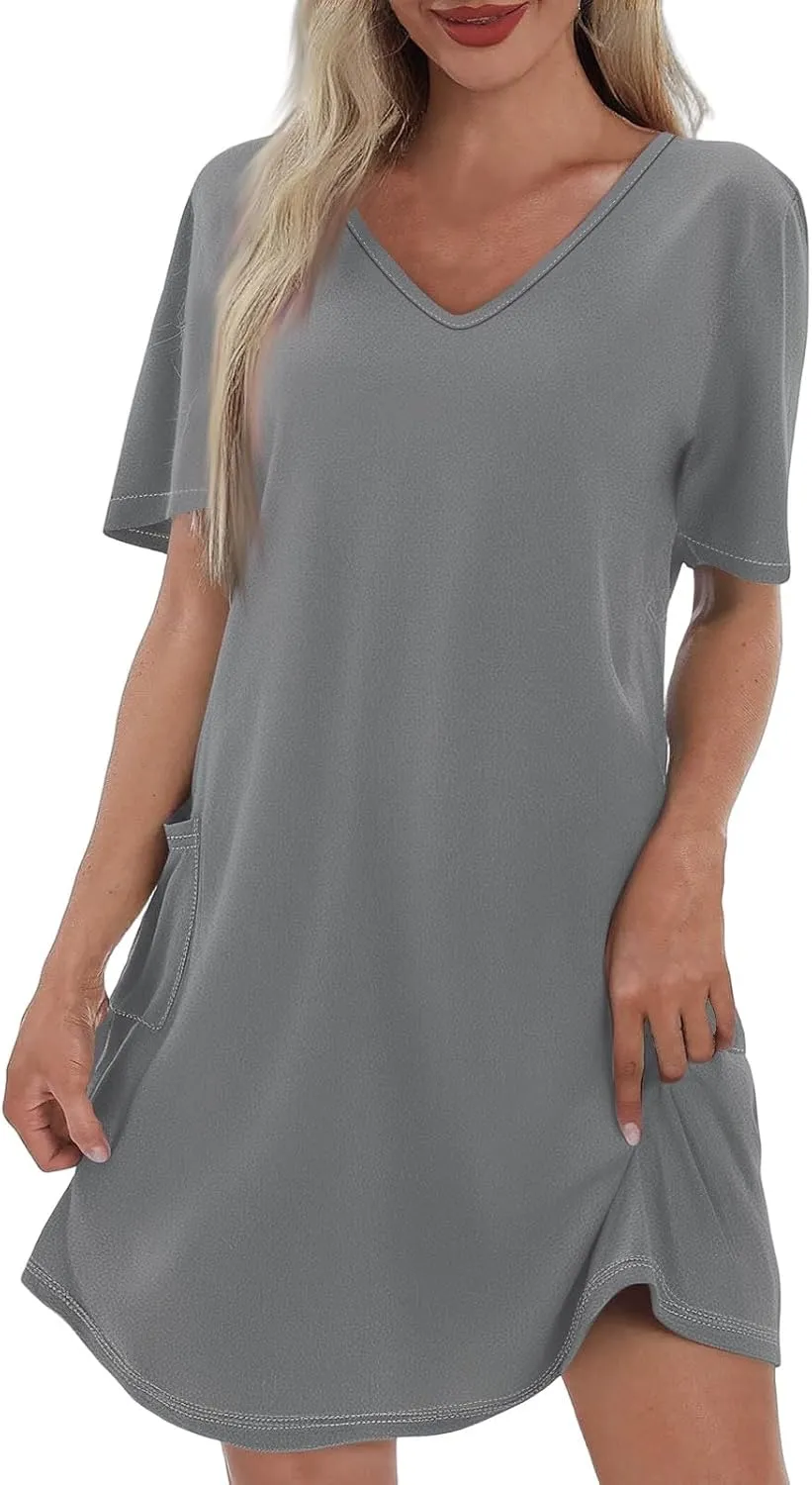 Summer Dresses for Women 2025 Casual Short Sleeve Sundresses Hawaiian T Shirt Dress Beach Dress with Pockets
