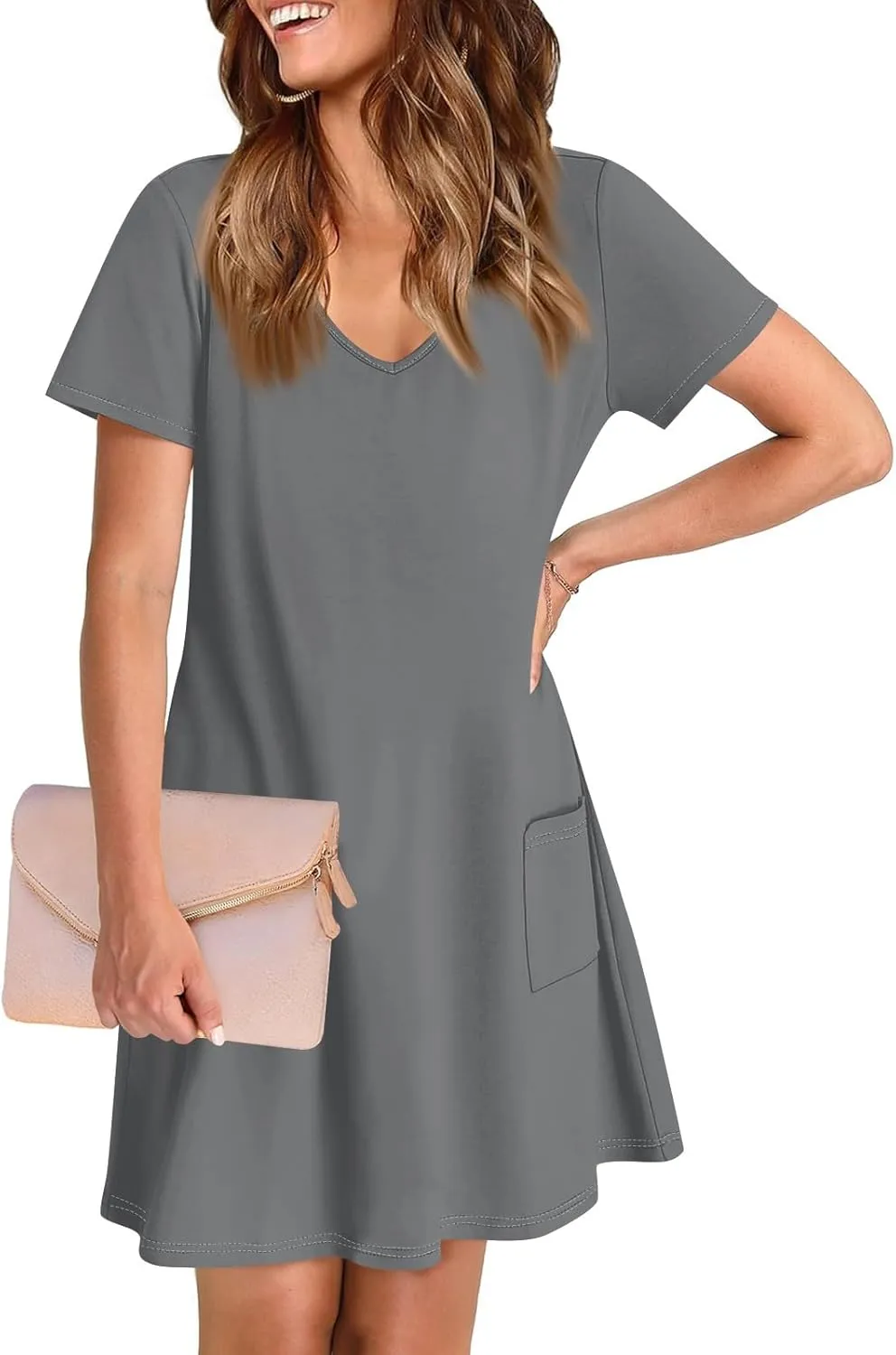 Summer Dresses for Women 2025 Casual Short Sleeve Sundresses Hawaiian T Shirt Dress Beach Dress with Pockets