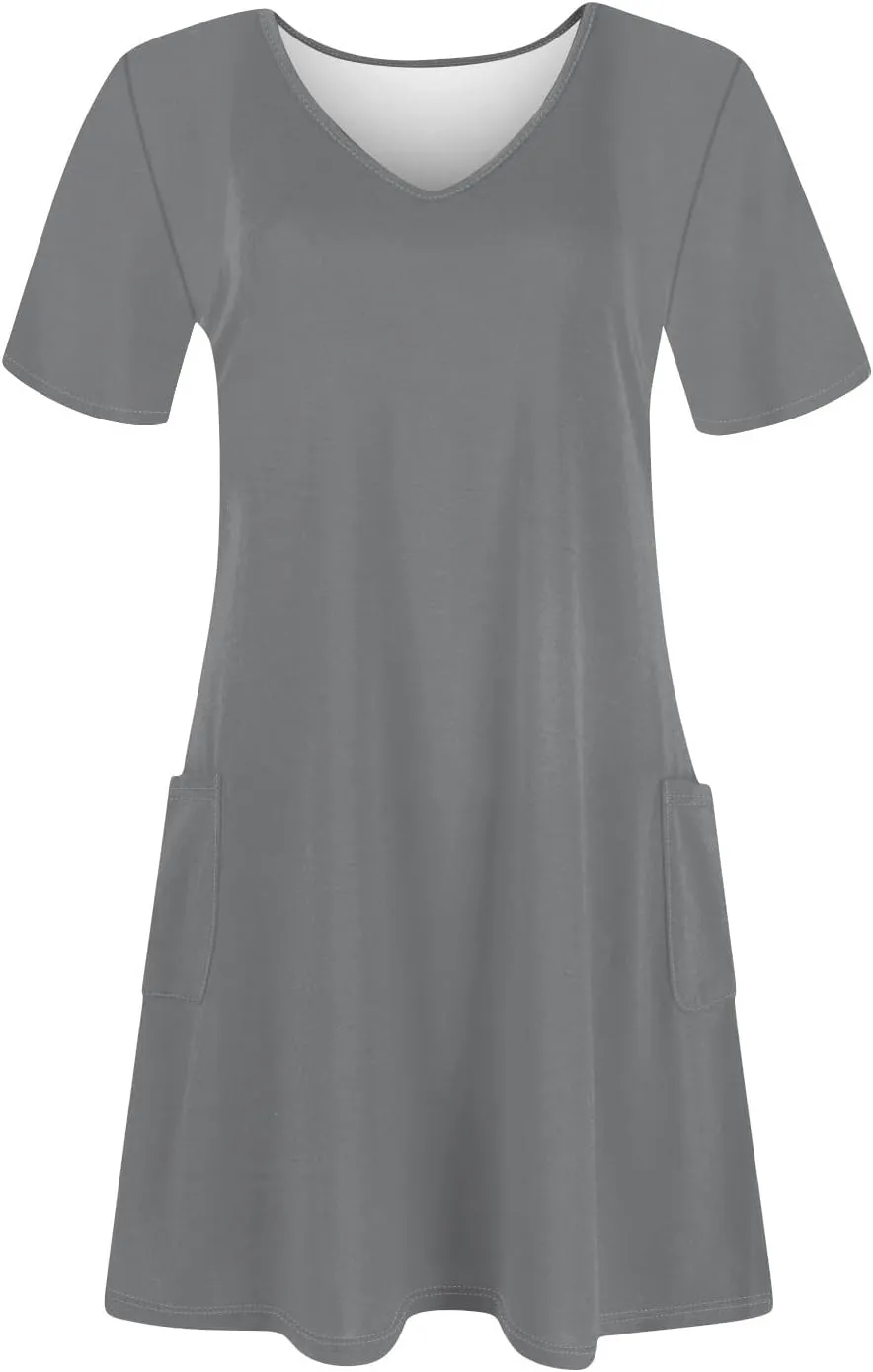 Summer Dresses for Women 2025 Casual Short Sleeve Sundresses Hawaiian T Shirt Dress Beach Dress with Pockets