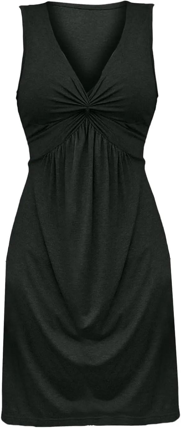 Sun Dresses for Women 2025 Vacation Cotton Sleeveless V Neck Beach Summer Dresses Y2k Casual Tank Cover Ups Swing Dress