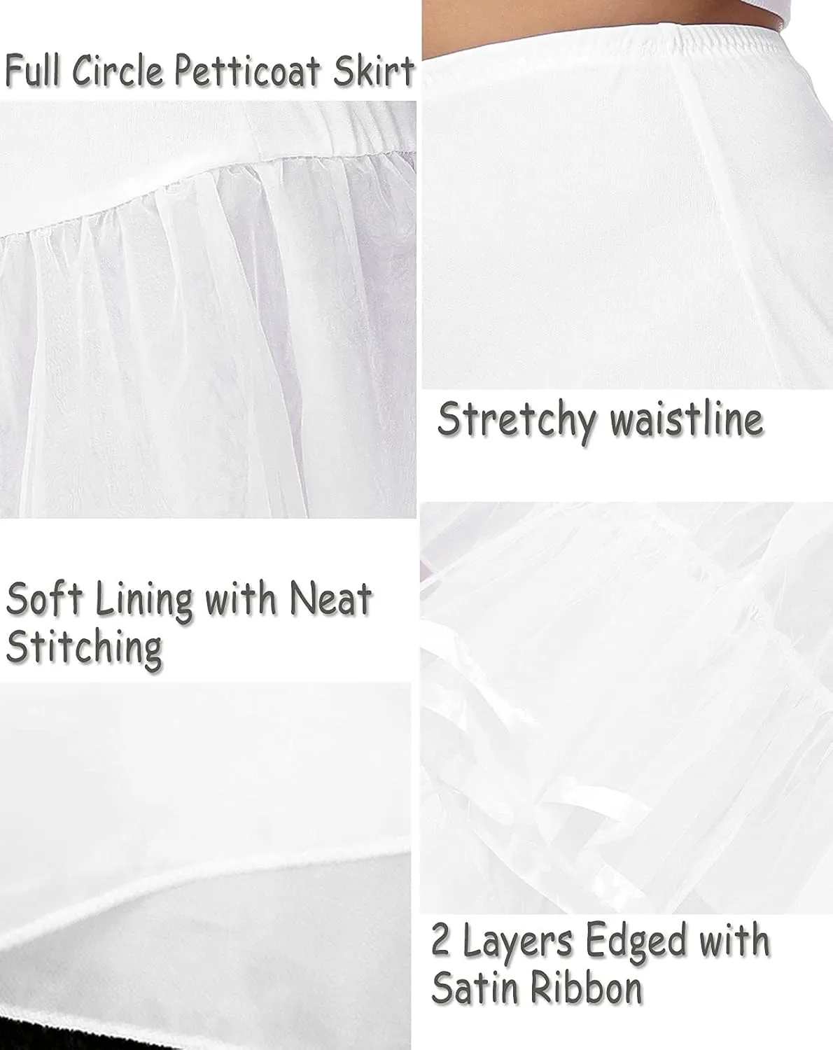Vanrose Jan Calf Length Petticoat 30 inch for Women Fluffy Tutu Skirt 50s Vintage Underskirt Crinoline