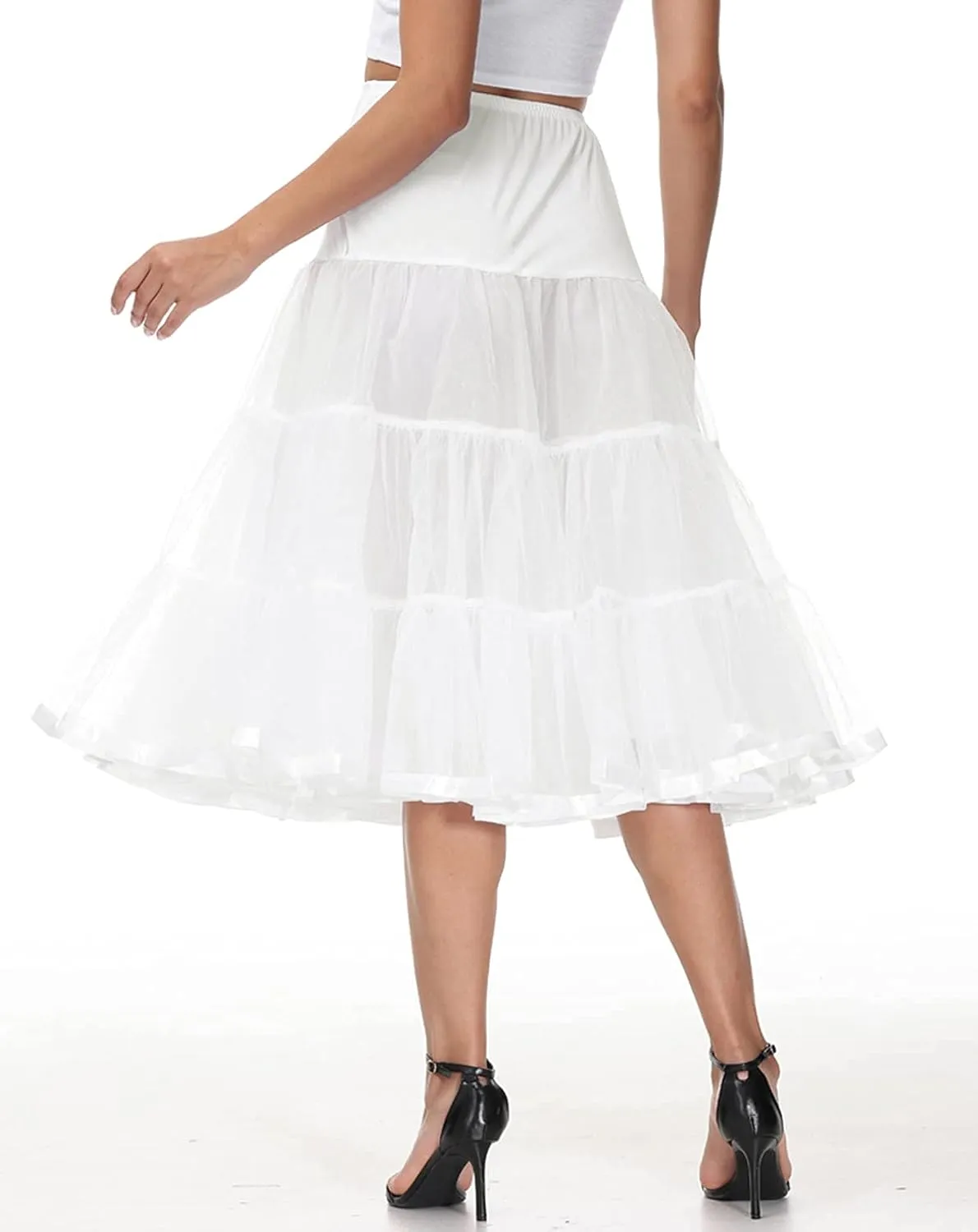 Vanrose Jan Calf Length Petticoat 30 inch for Women Fluffy Tutu Skirt 50s Vintage Underskirt Crinoline