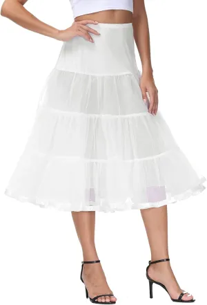 Vanrose Jan Calf Length Petticoat 30 inch for Women Fluffy Tutu Skirt 50s Vintage Underskirt Crinoline