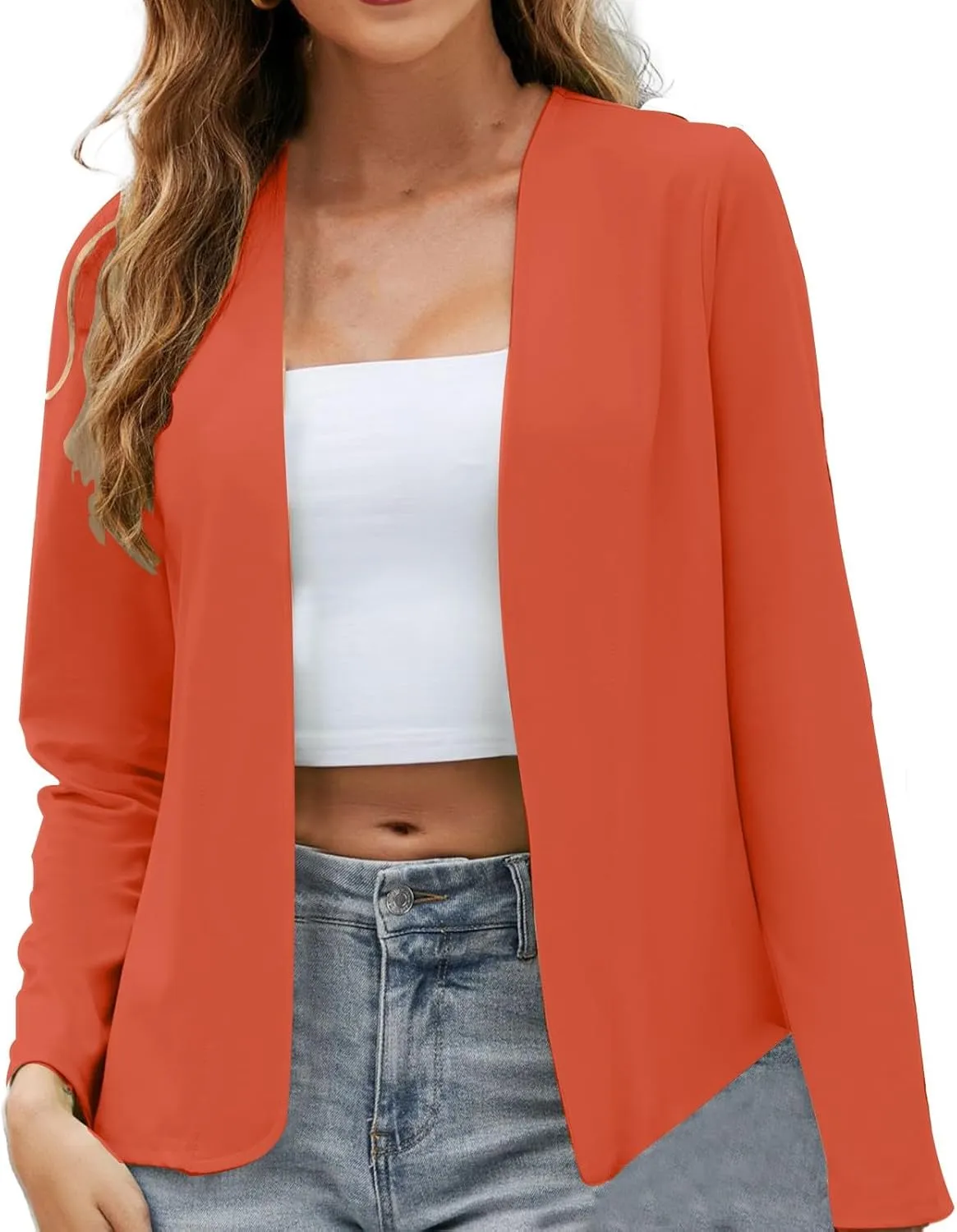 Women Open Front Blazers 2024 3/4 Sleeve Jacket Formal Solid Coat Women Fashion Dressy Work Blazers Women's 2024