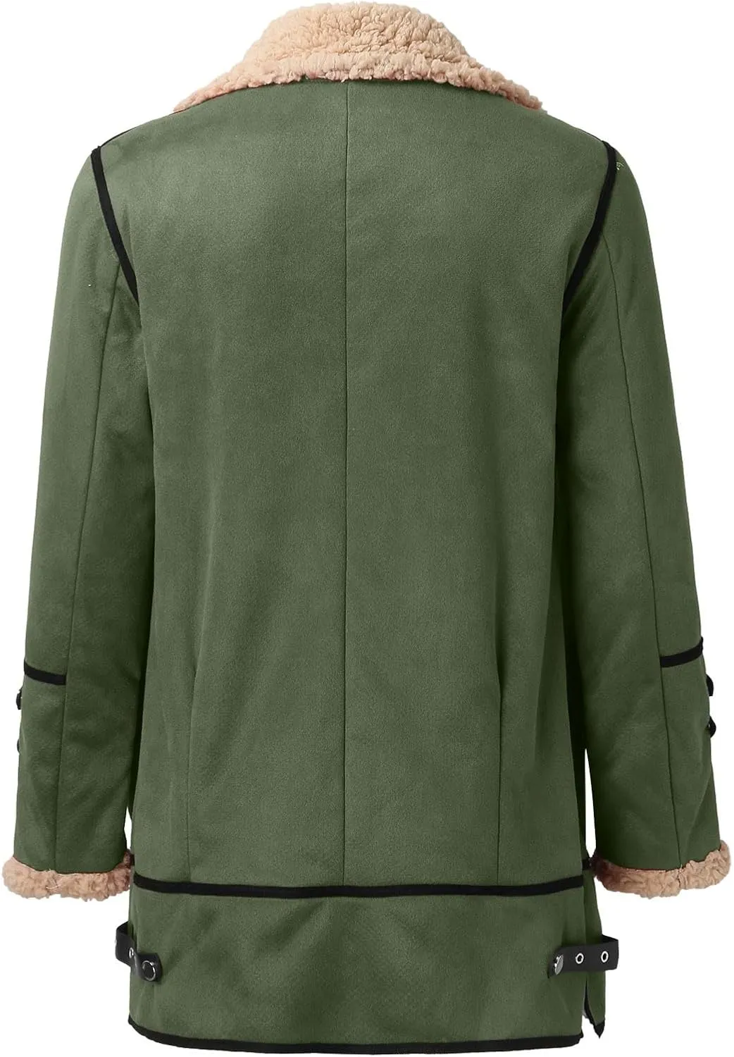 Women Plus Size Winter Coat Lapel Collar Long Sleeve Padded Leather Jacket Vintage Thicken Flannel Shirt Jacket