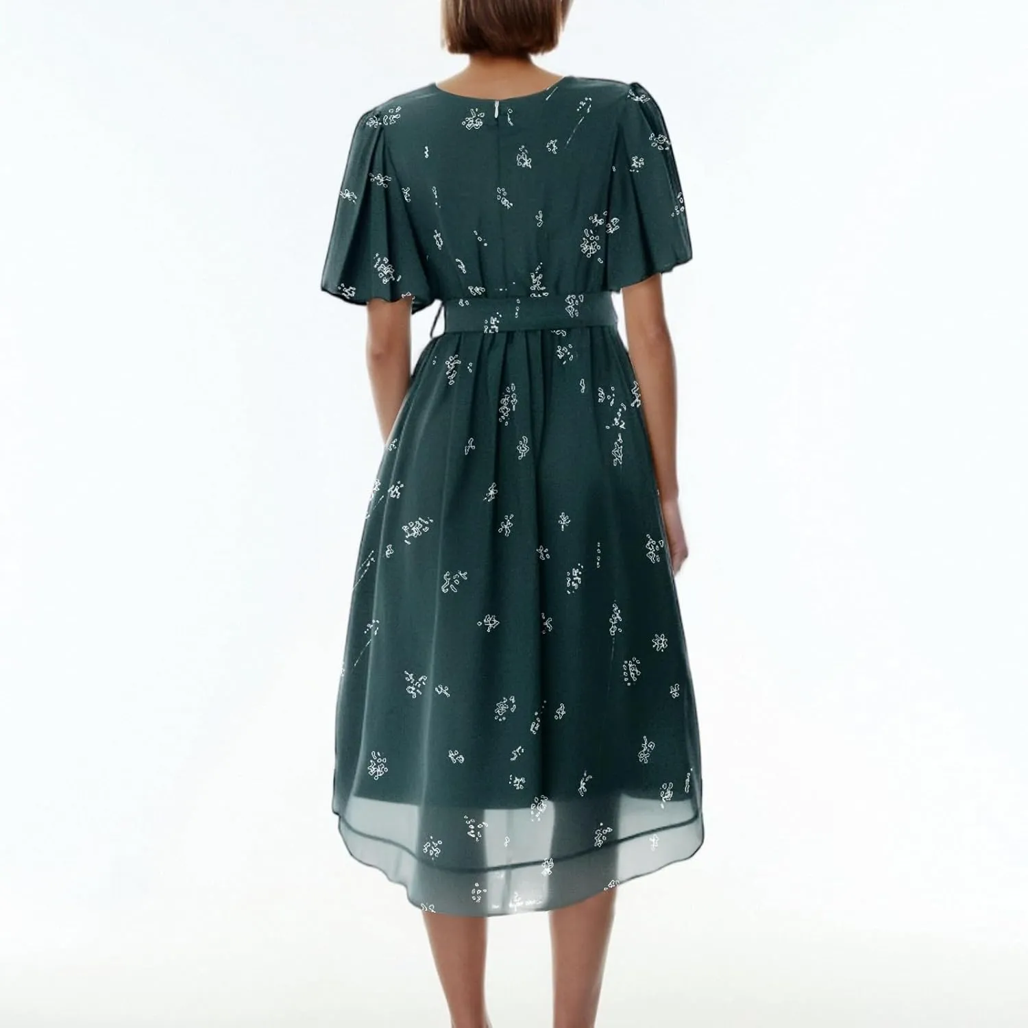 Womens Boho Floral Printed Chiffon Dresses 2025 Elegant V-Neck Belted Summer Wedding Prom Cocktail Midi Dress