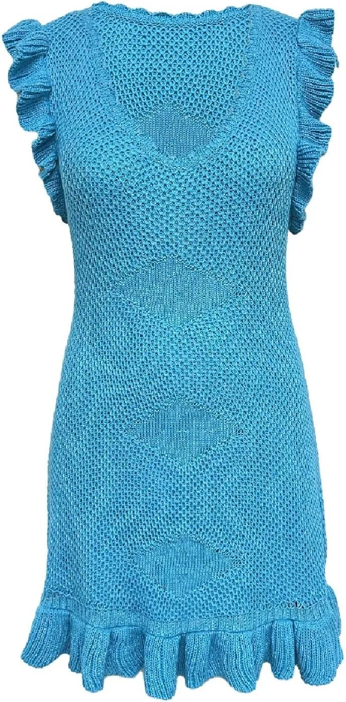 Women's New Years Eve Dress Knit Spring Summer Sexy Cut-Out Sleeveless Waist Fitting Solid Color Dress, S-XL