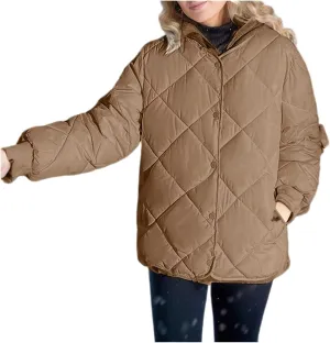 Womens Oversized Puffer Jacket Quilted Down Coats Windproof Lightweight Warm 2024 Winter Padded Coat Trendy Outerwear